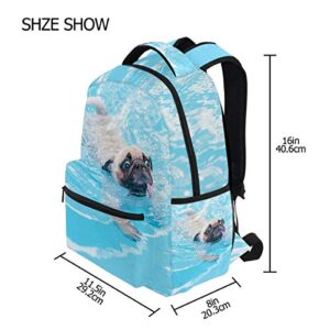 Happy Cute Pug Dog Backpacks Travel Laptop Daypack School Bags for Teens Men Women