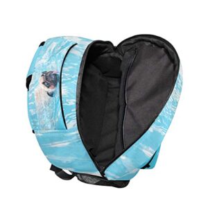 Happy Cute Pug Dog Backpacks Travel Laptop Daypack School Bags for Teens Men Women