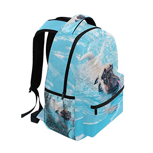 Happy Cute Pug Dog Backpacks Travel Laptop Daypack School Bags for Teens Men Women