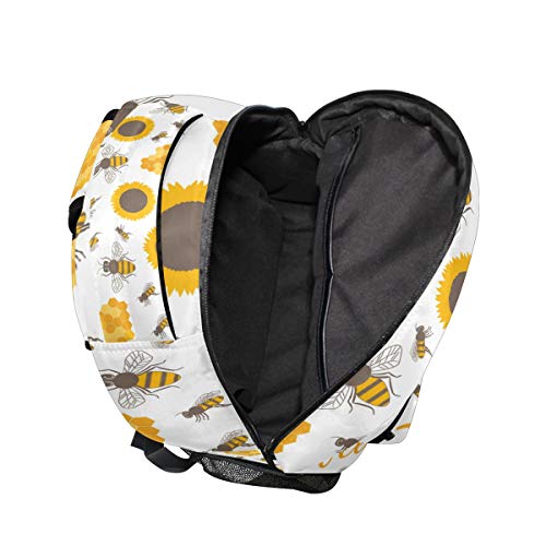 Sunflowers Bees Honey Sweet Backpacks Travel Laptop Daypack School Bags for Teens Men Women