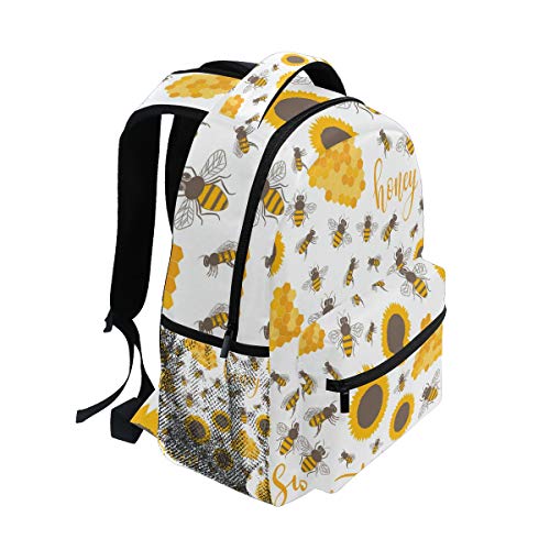 Sunflowers Bees Honey Sweet Backpacks Travel Laptop Daypack School Bags for Teens Men Women