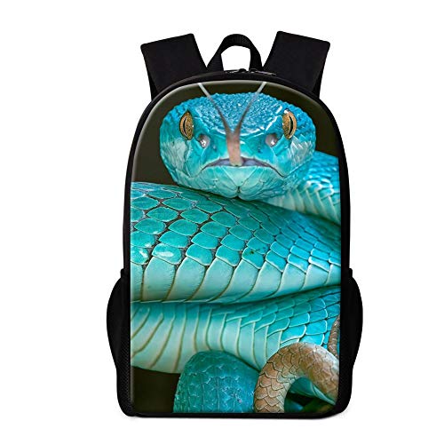 Dispalang Cute Snake Print Backpack Art School Bookbag Double Shoulder Satchel for Boys Animal Rucksack for Girls