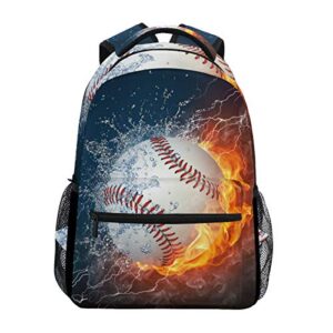 blueangle baseball water fire print travel backpack for school water resistant bookbag