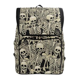 naanle cool skull skeleton pattern casual daypack college students multipurpose backpack large travel hiking bags computer bag