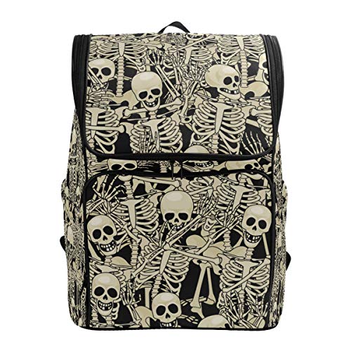 Naanle Cool Skull Skeleton Pattern Casual Daypack College Students Multipurpose Backpack Large Travel Hiking Bags Computer Bag