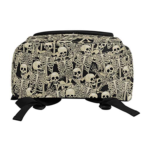 Naanle Cool Skull Skeleton Pattern Casual Daypack College Students Multipurpose Backpack Large Travel Hiking Bags Computer Bag