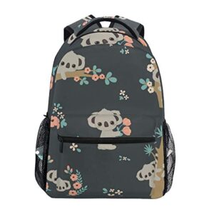 senya koala and flowers backpack school bag travel daypack rucksack for students one size