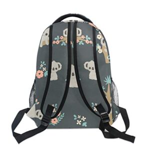 senya Koala And Flowers Backpack School Bag Travel Daypack Rucksack for Students One Size
