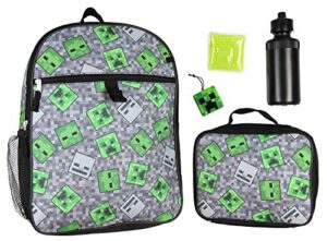 minecraft creeper ghoul 16" backpack and lunch kit 5pc set