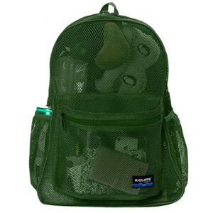 NiceAndGreat Heavy Duty Classic Student Mesh Backpack | Padded Straps | Green