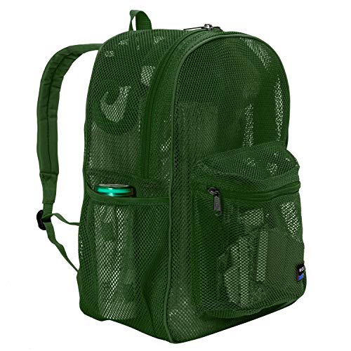 NiceAndGreat Heavy Duty Classic Student Mesh Backpack | Padded Straps | Green