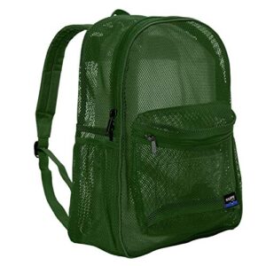 NiceAndGreat Heavy Duty Classic Student Mesh Backpack | Padded Straps | Green