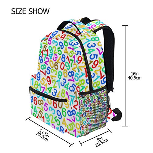 Colorful Numbers School Backpack Travel Rucksack Book Bag Laptop Backpack