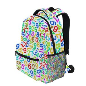 Colorful Numbers School Backpack Travel Rucksack Book Bag Laptop Backpack