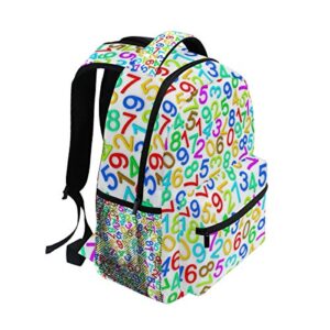 Colorful Numbers School Backpack Travel Rucksack Book Bag Laptop Backpack