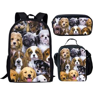 smileygirl puppy dog little boys backpack and lunch box bookbags middle school teenage girls school bag set one_size