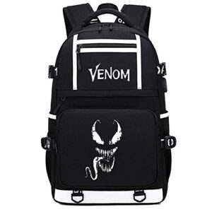 ShangYing's Store Movie Peripheral Products Venom Luminous Multifunction Backpack Travel Fans Laptop Daypack (Style 4)