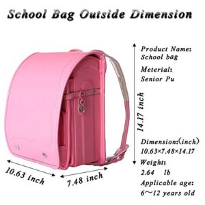 randoseru cherry backpack ransel japanese school bags boys and girls automatic lock waterpoorf PU leather