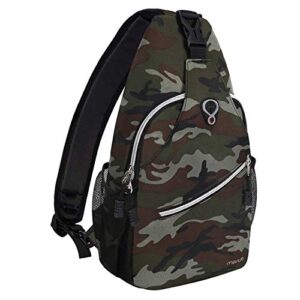 mosiso sling backpack,travel hiking daypack pattern rope crossbody shoulder bag, army green camouflage