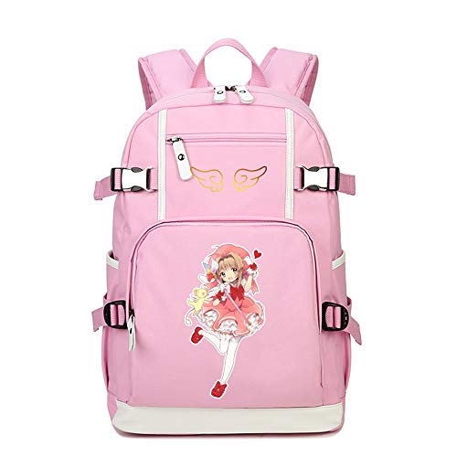 Anime Card Captor Pink Cute Travel Backpack SAKURA Kawaii Women Shoulder Bags Oxford Laptop Daypack(6)