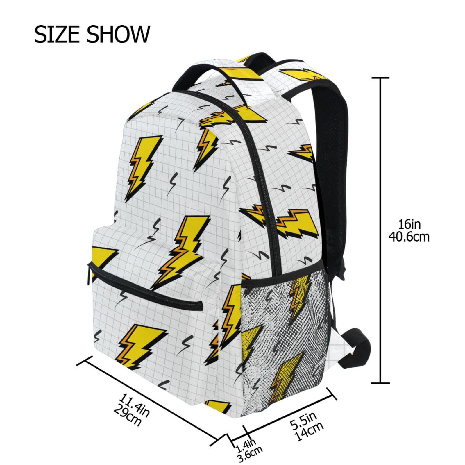 Tarity Lightning Bolts School Backpack Small Travel Bag Students Bookbags Teenagers Casual Daypacks Stylish Print Durable Backpack Laptop Computer Bag For Kids Boys Girls Women