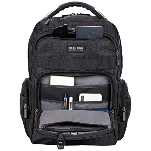 Kenneth Cole REACTION ProTec Travel Laptop Computer Bag, Black Commuter, 17" Backpack