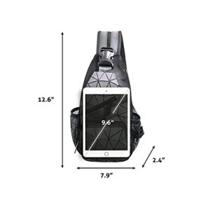 PYFK Geometric Backpack Luminous Holographic Purse Color Changes Flash Reflective Bag For Cycling Fashion Sling Bag for Women(Prism)