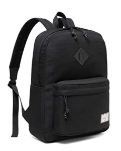 kasqo lightweight school backpack, large capacity water-resistant casual college bookbag for men women teen girls boys, black