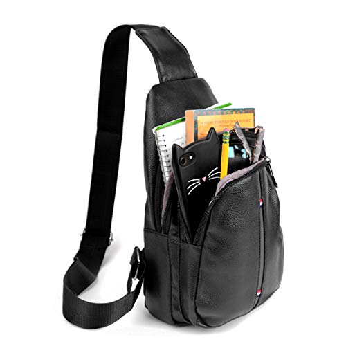 WESTEND Crossbody Leather Sling Bag with Adjustable Strap-Travel Small Daypack