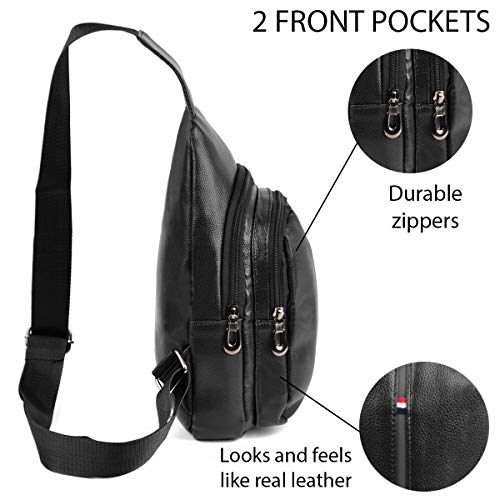 WESTEND Crossbody Leather Sling Bag with Adjustable Strap-Travel Small Daypack