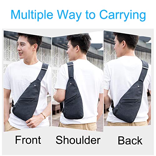 Strangefly Lightweight Sling Bag for Men Crossbody Pocket Bag Casual Shoulder Backpack Anti-Theft Side Chest Bag Daypack Black