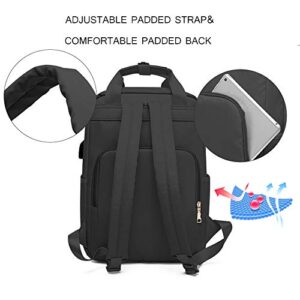 Travel Backpack for Women Men, Laptop Backpack Large Capacity Backpack for School with USB Charging Port, Work Laptop Bag Water Resistant, Waterproof Backpack Anti Theft-Black