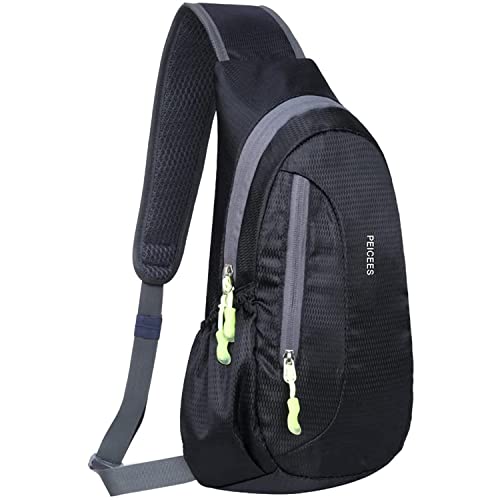 Peicees Sling Bag For Men Women Chest Bag Small Shoulder Bag Crossbody Backpack For Hiking Travel