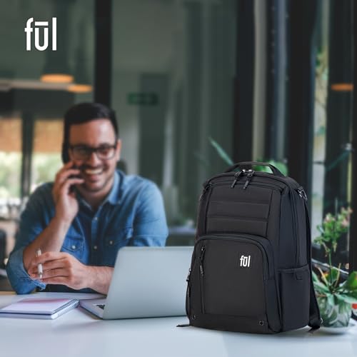 FUL Tactics Collection 15 Inch Laptop Backpack, Phantom Padded Computer Bag for Commute or Travel, Black