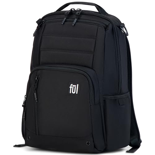 FUL Tactics Collection 15 Inch Laptop Backpack, Phantom Padded Computer Bag for Commute or Travel, Black