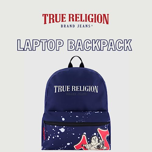 True Religion Laptop Backpack, Small Computer Travel Bag, Navy, 16 Inch