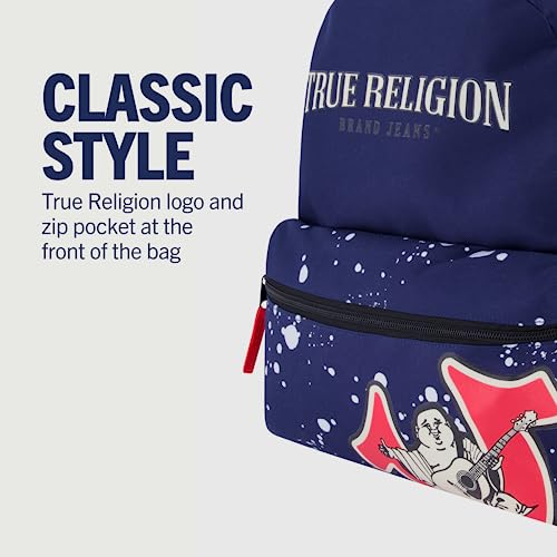 True Religion Laptop Backpack, Small Computer Travel Bag, Navy, 16 Inch