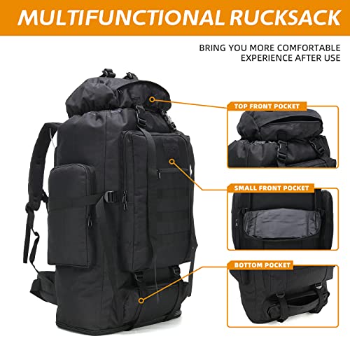 HongXingHai 70L/100L Hiking Camping Backpack MOLLE Rucksack Waterproof Daypack for Traveling