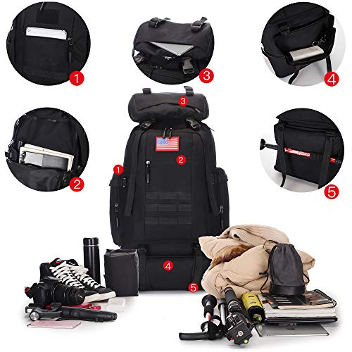 HongXingHai 70L/100L Hiking Camping Backpack MOLLE Rucksack Waterproof Daypack for Traveling