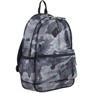 eastsport mesh backpack, gray camo/black
