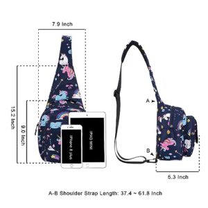 Abberry Unisex Sling Bag Small Crossbody Shoulder Backpack Outdoor Casual Back Pack for Adult(Unicorn)