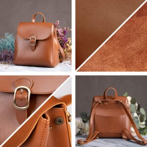 SUNLIGHT LEAVES Simple Vegan Leather Flap 3 Way Convertible Backpack For Women Classic Vintage Faux Leather Fashion Daypack (Light Brown)