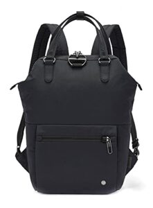 pacsafe citysafe cx 11l anti theft mini backpack - fits 12" laptop, econyl black