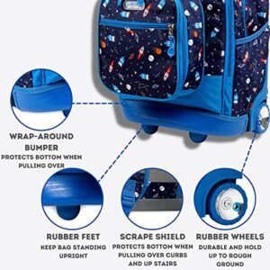 J World New York Unisex Kid's Duo Rolling Backpack with Lunch Box Set, Spaceship, One Size