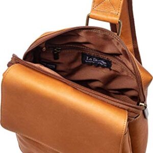 Le Donne Leather Arcity Unisex Sling Pack With Adjustable Strap, 7” x 10” x 4” (Tan)