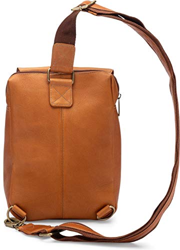 Le Donne Leather Arcity Unisex Sling Pack With Adjustable Strap, 7” x 10” x 4” (Tan)