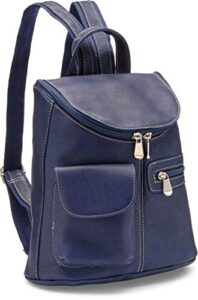 le donne leather lafayette classic women’s backpack - premium full-grain colombian vaquetta leather, 11” x 10” x 4.5” (navy)