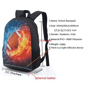 Football Backpack Combustion Pattern School Bookbags for Kids