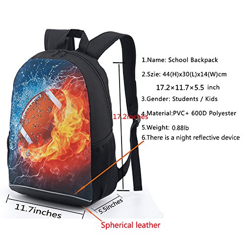 Football Backpack Combustion Pattern School Bookbags for Kids