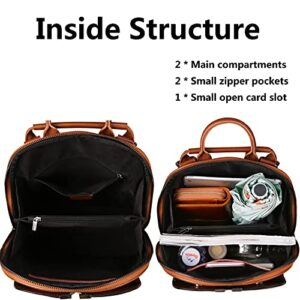 Iswee Genuine Leather Backpack Purse for Women Fashion Anti Theft Designer Ladies Daypack Convertible Shoulder Bags Travel(Brown)
